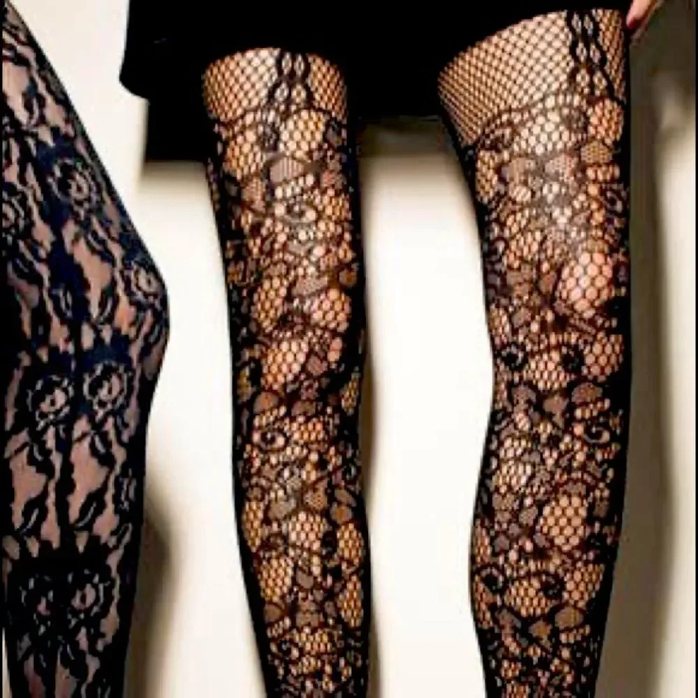 Betsey Johnson Faux Garter Fish Nets.
